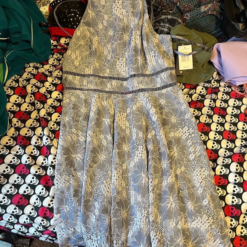 City triangles lace high neck sun dress